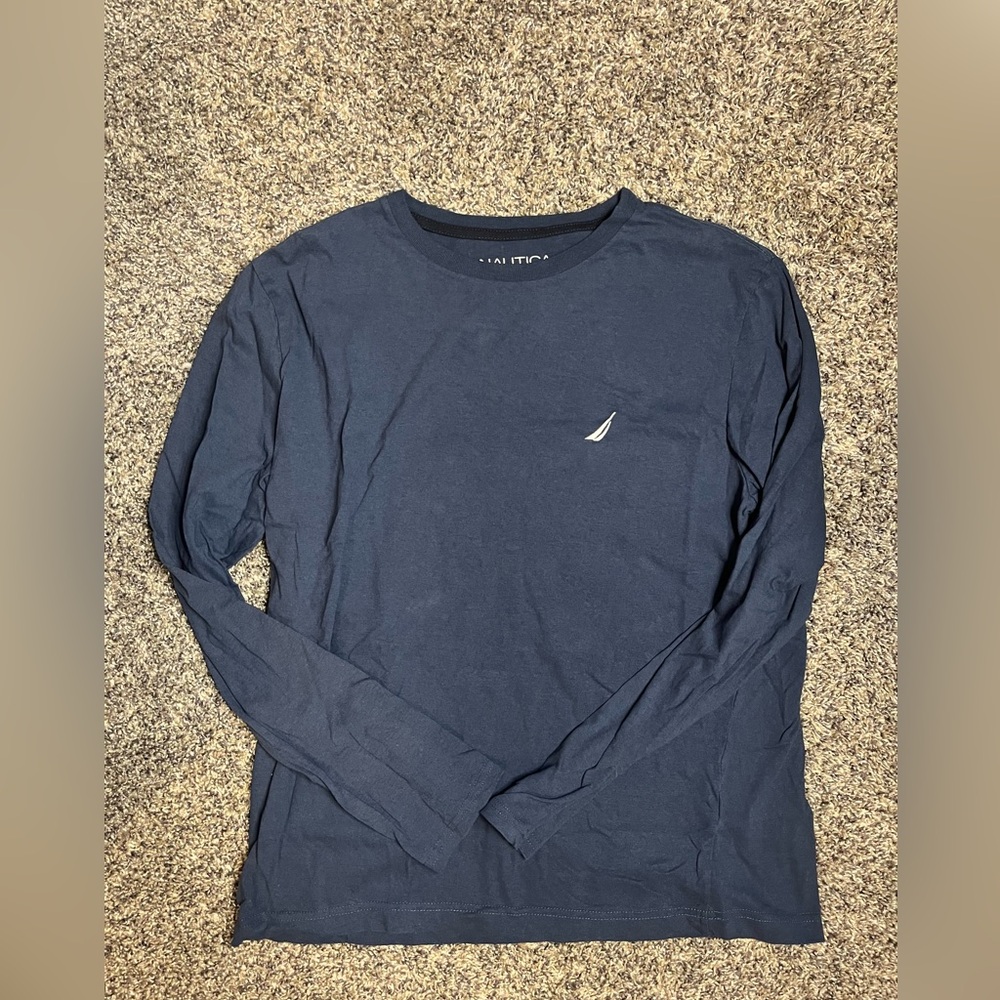 Men's Nautica Navy Blue Long Sleeve Shirt Size Medium